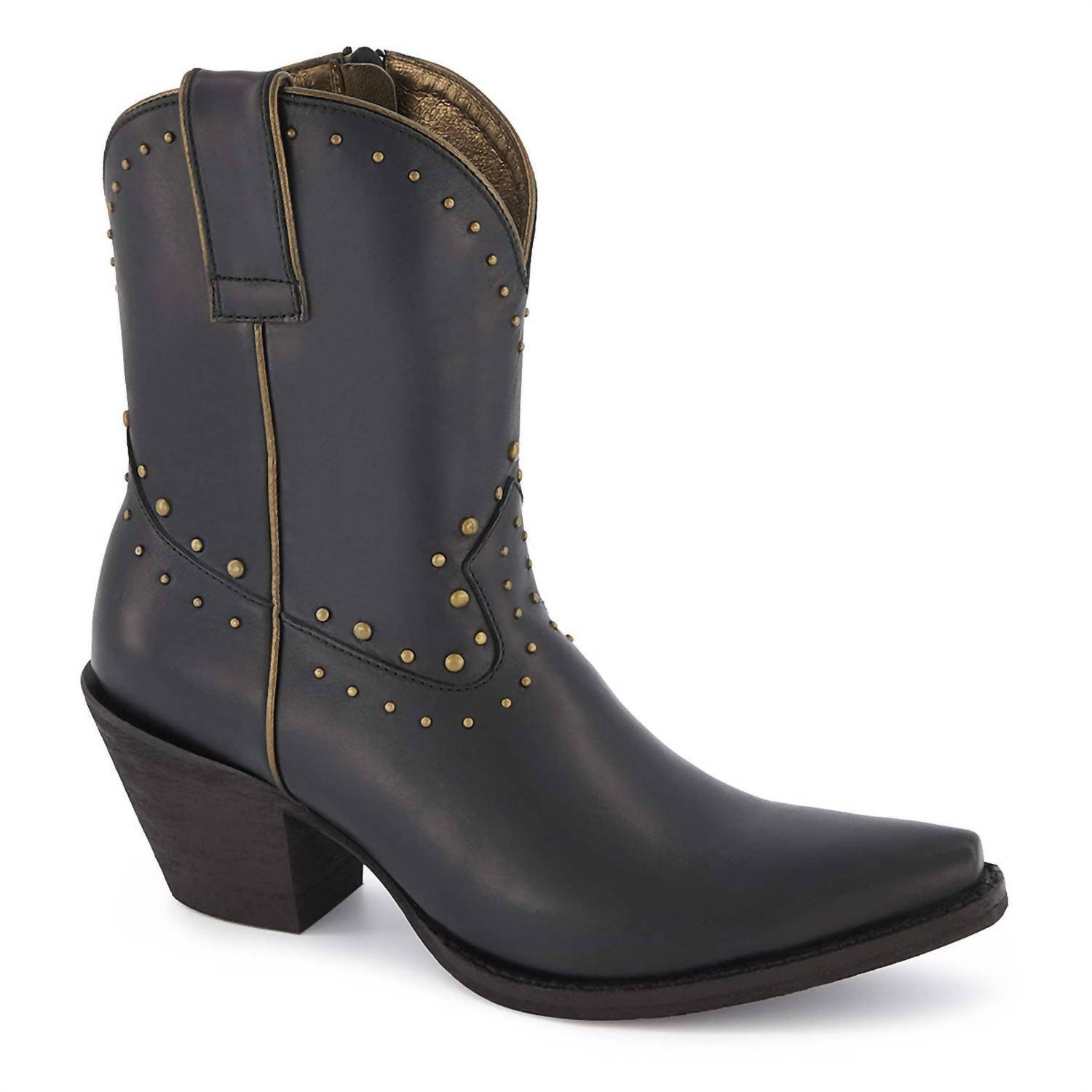 New Forastero Women Premium Leather Western Short Boots In Black